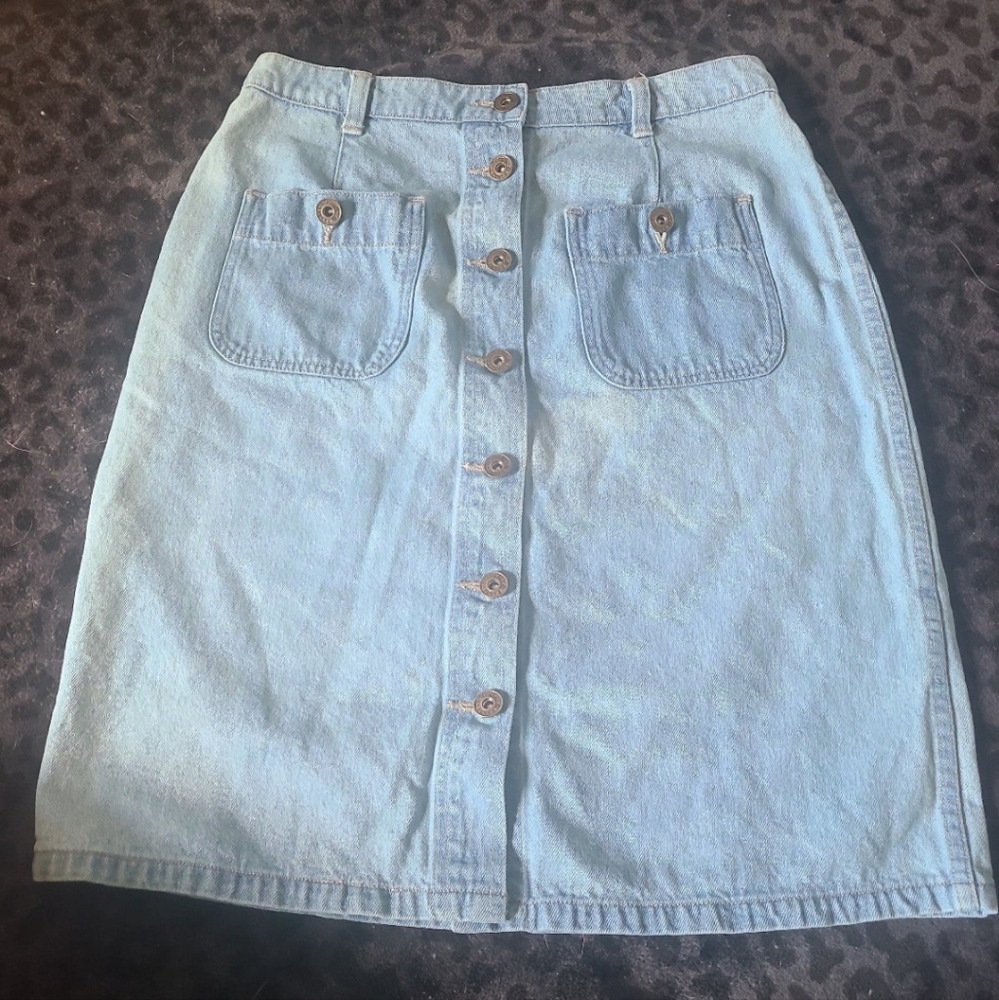 Christopher & Banks Denim Button-Down Skirt